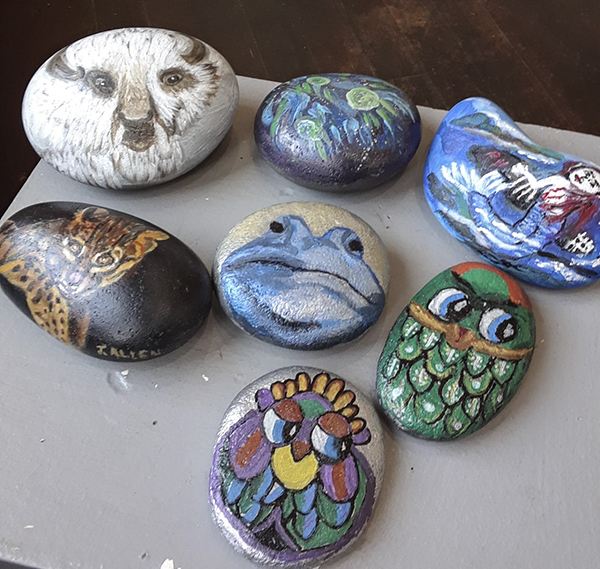 Painted stones by Jo Allen